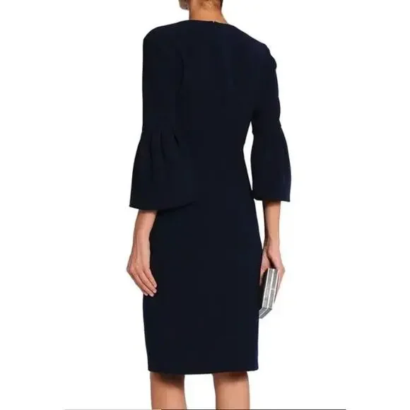 NWT Sachin & Babi Ginette Midi Dress Navy Carrie Inaba V Neck Trumpet Sleeves 8 - Picture 2 of 5